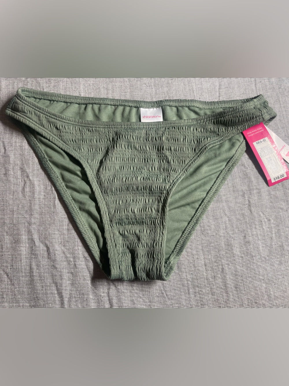 Juniors Olive Green Ruched Bikini Bottoms Medium